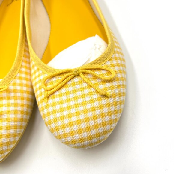 JCrew J.Crew Womens Size 8.5 Yellow White Gingham‎ Ballet Flats Shoes - Picture 3 of 11